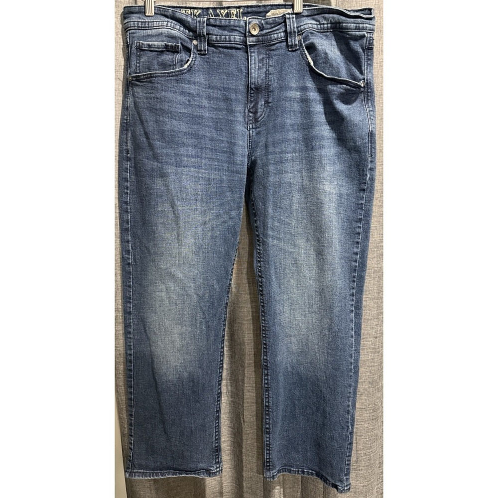 TK AXEL Men's Blue Medium Wash Jeans W38 L32 Slim Boot Stretch Denim